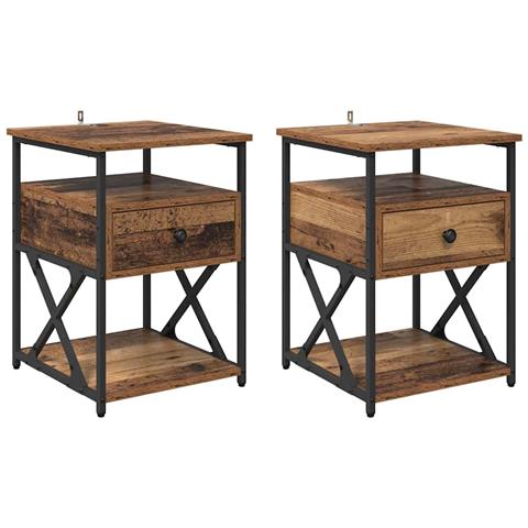 Armadio da Notte 2 pcs Legno vecchio 40 x 42 x 55 cm - Foto 1