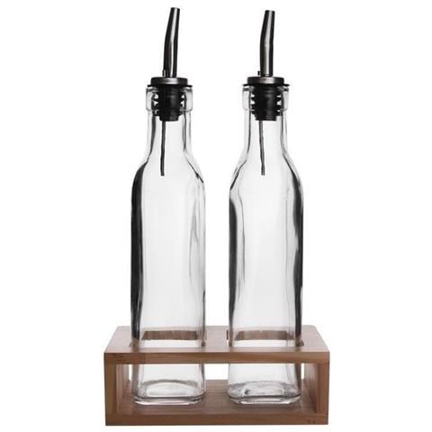 Set di dispenser per olio d'oliva e aceto Orion - Bottiglie di vetro con supporto - Foto 2