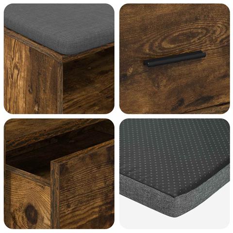 Panca per ingresso Quercia Affumicata 100 x 38 x 46 cm - Foto 9