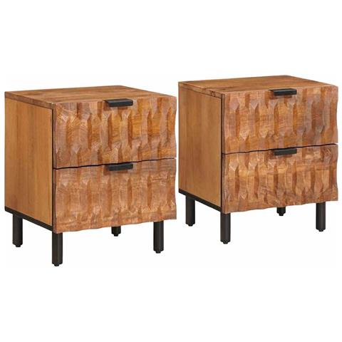 Armadio da Notte con cassetto 2 pcs Marrone 40 x 33 x 46 cm - Foto 1