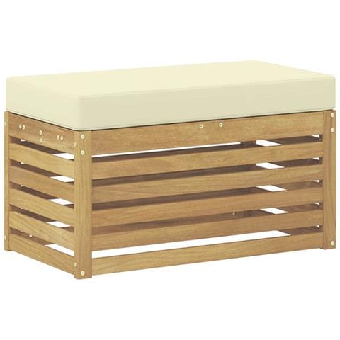 Panca da esterno con cuscino Bianco 80 x 43 x 45 cm - Foto 1