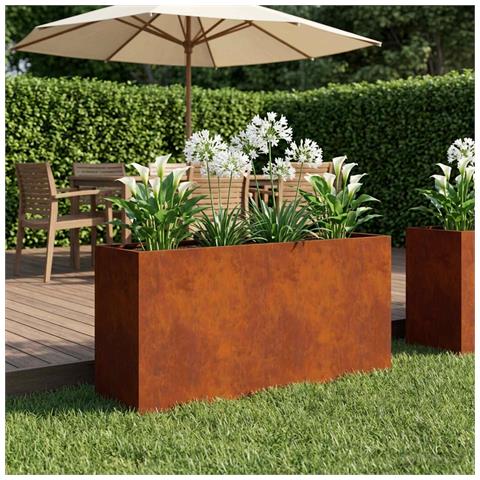 Vaso da giardino Ruggine 100 x 30 x 40 cm Acciaio Corten - Foto 2