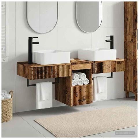 Set di Armadi da Bagno 3 pz Legno antico 53 x 35 x 39 cm - Foto 10
