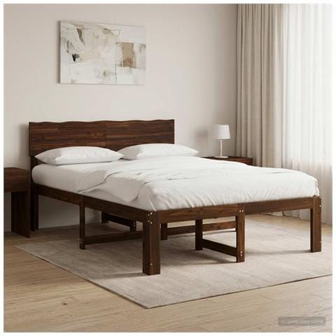 Letto matrimoniale con testiera ROSTOCK Marrone Scuro - Foto 2