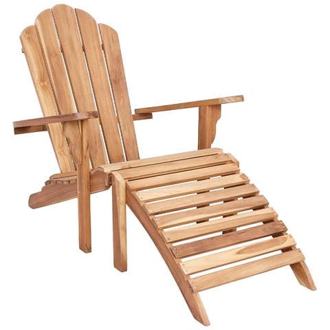 Sedia Adirondack da Giardino con Poggiapiedi Naturale - Foto 1
