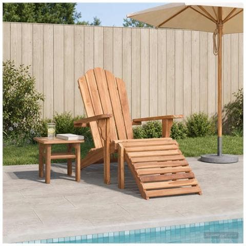Sedia Adirondack da Giardino con Poggiapiedi Naturale - Foto 2