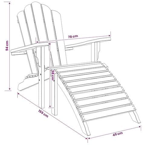 Sedia Adirondack da Giardino con Poggiapiedi Naturale - Foto 7