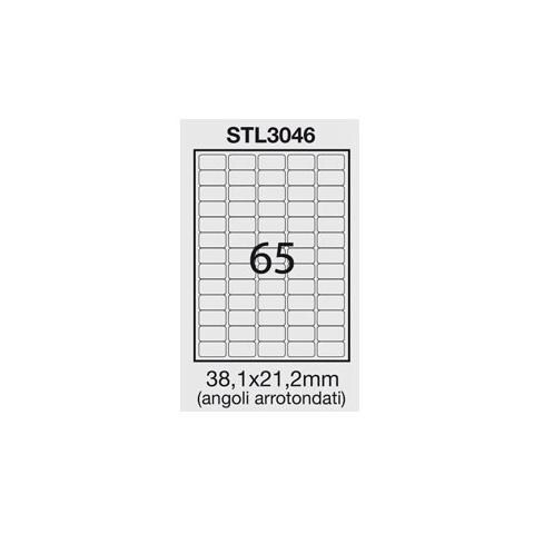 etichetta adesiva bianca 100fg a4 38,1x21,2mm (65et / fg) angoli tondi starline - Foto 1