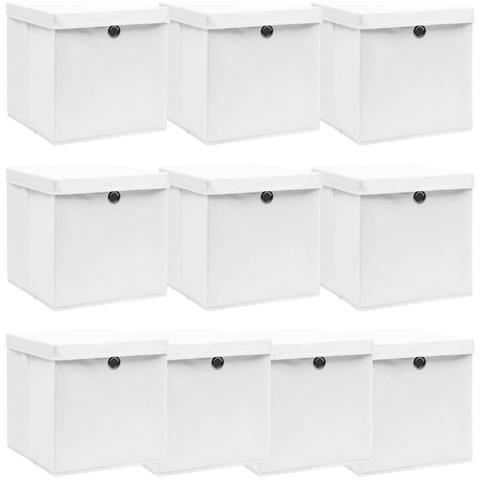 Scatole con Coperchi 10pz Bianche 32x32x32 cm Tessuto - Foto 1