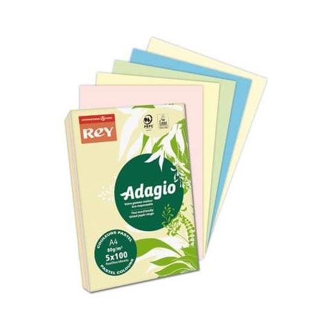 Carta Colorata A4 Rey Adagio Colori Pastello Risma 500 Fogli - Adagi080x908 - Foto 1