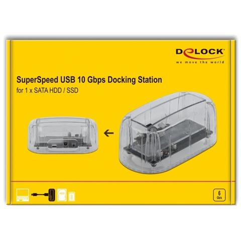 Docking Station con USB Type-C per 1 x SATA HDD / SSD trasparenti - Foto 2