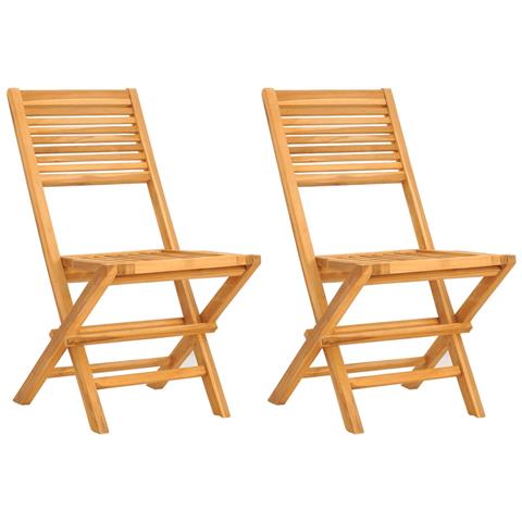 Sedie Da Giardino Pieghevoli 2pz 47x62x90cm Legno Massello Teak - Foto 1