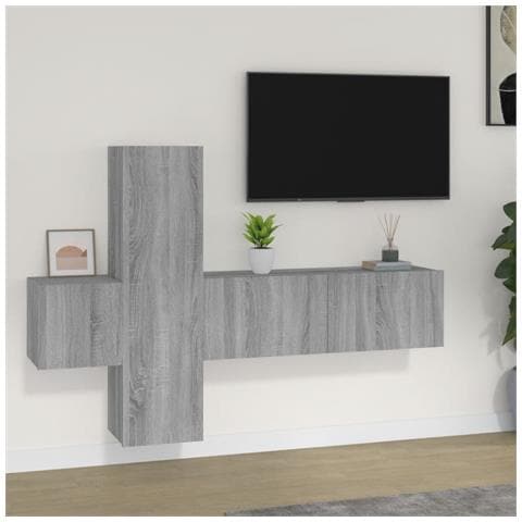 Set Mobili Porta Tv 3 Pz Grigio Sonoma In Legno Multistrato - Foto 1