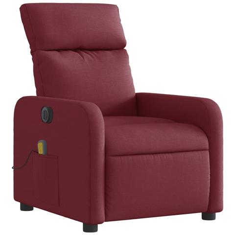 Poltrona Massaggiante Reclinabile Elettrica Rosso Vino Tessuto - Foto 3