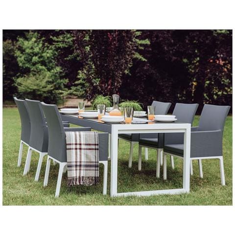 Set Di 4 Sedie Tessuto Grigio Scuro E Bianco Bacoli - Foto 1