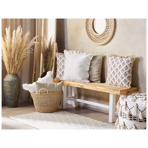 Set Di 2 Cuscini Omorika Cotone 45 X 45 Cm Bianco Trama Floreale - Foto 1