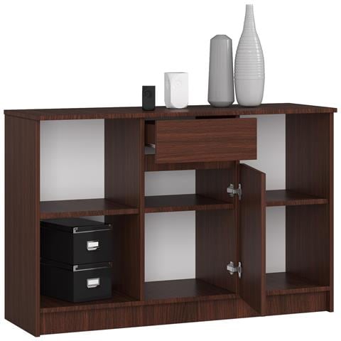 Cassettiera B17, 1 anta e 1 cassetto, 120x40x77 cm, Colore Weng? - Foto 2