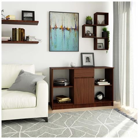 Cassettiera B17, 1 anta e 1 cassetto, 120x40x77 cm, Colore Weng? - Foto 8