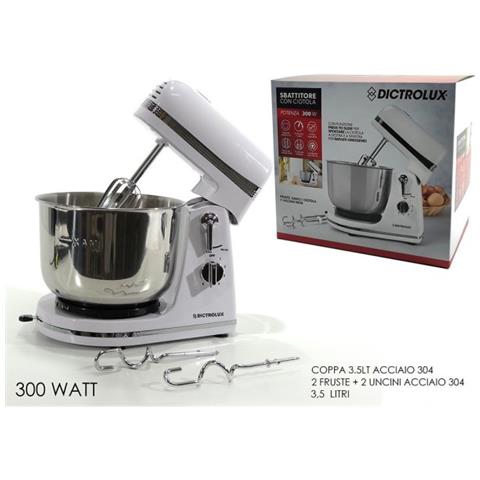 Trade Shop - Sbattitore Con Coppa 300w 3.5litri 6 Velocità Fruste Acciaio Robot Cucina 602074 - Foto 1