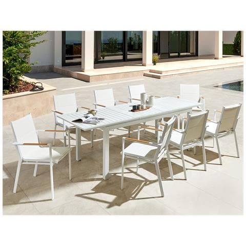 Tavolo Da Giardino Alluminio Bianco 180/240 X 90 Cm Skaloma - Foto 1