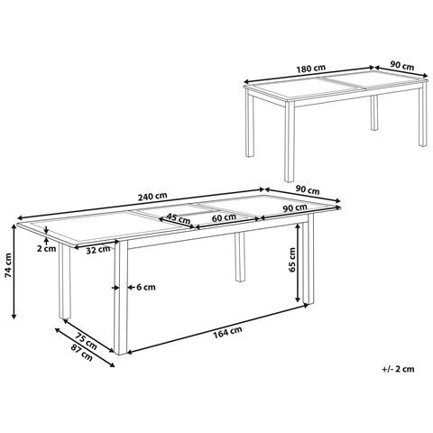 Tavolo Da Giardino Alluminio Bianco 180/240 X 90 Cm Skaloma - Foto 5