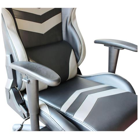 Poltrona Da Ufficio E Gaming Ergonomica In Pelle Nera Bianca Multiposizione Monza - Foto 6