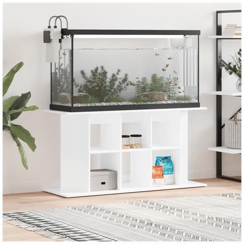 Supporto Acquario 120x40x60 Cm Legno Multistrato Bianco Lucido - Foto 8