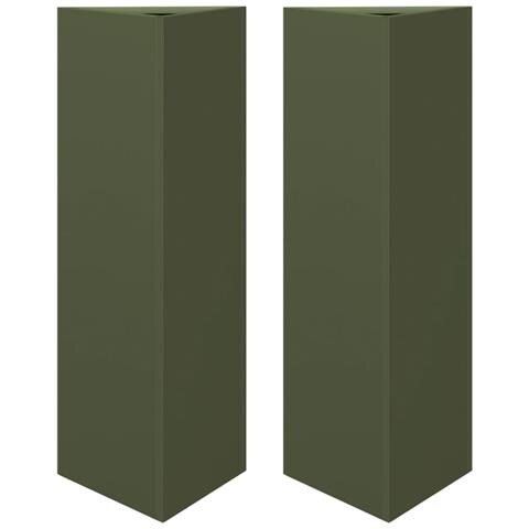 Fioriere 2 Pz Verde Oliva Triangolari 30x26x75 Cm In Acciaio - Foto 1