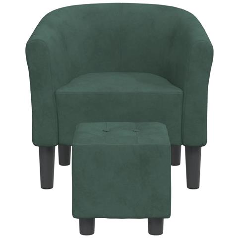 Poltrona Cabriolet Con Poggiapiedi Verde Scuro In Velluto - Foto 3