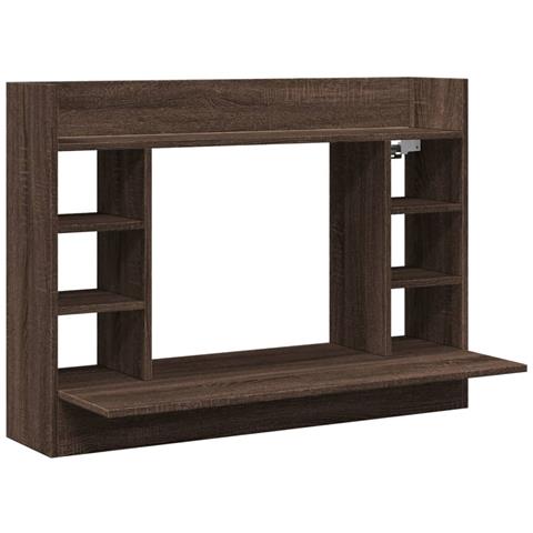 Scrivania A Parete Rovere Marrone 105x48x75cm Legno Multistrato - Foto 2