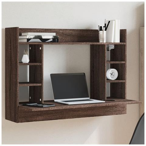 Scrivania A Parete Rovere Marrone 105x48x75cm Legno Multistrato - Foto 1