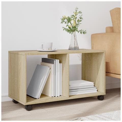 Mobiletto Con Ruote Rovere Sonoma 72x33x42,5 Cm In Truciolato - Foto 3