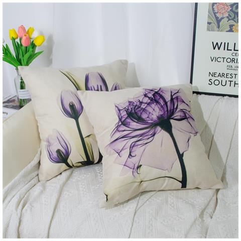 Set Di Federe In Lino Bianco 4 Pezzi 45 X 45 Cm - Foto 2