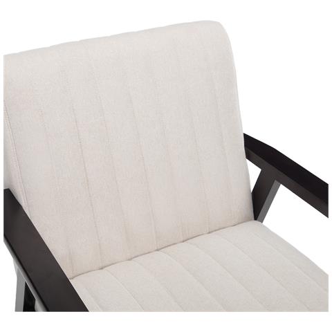 Poltrona Vintage In Legno Erik Tessuto Beige - Foto 2