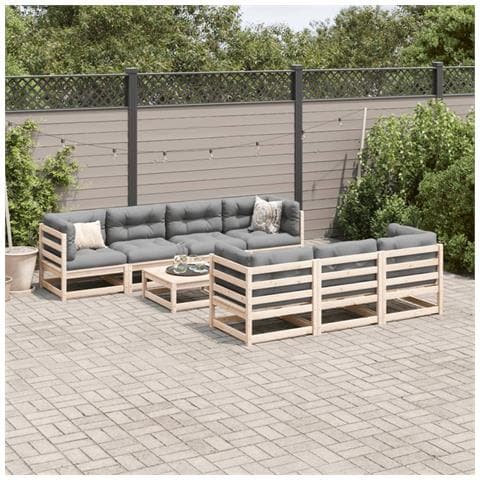 Set Divani da Giardino 8 pz con Cuscini Legno Massello di Pino - Foto 2