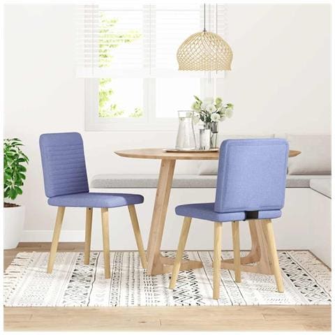 Sedie Da Pranzo 2 Pz Blu Jeans In Tessuto - Foto 2