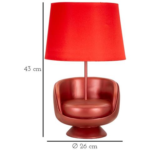 Lampada Da Tavolo Poltrona 1 - Rosso - Poliresina - 26x26x43 Cm - Foto 6