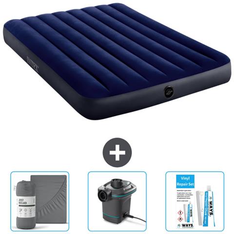 Set Materassino Gonfiabile - 191x137x25 Cm - Blu - Include Accessori Coordinati Cb12 - Foto 1