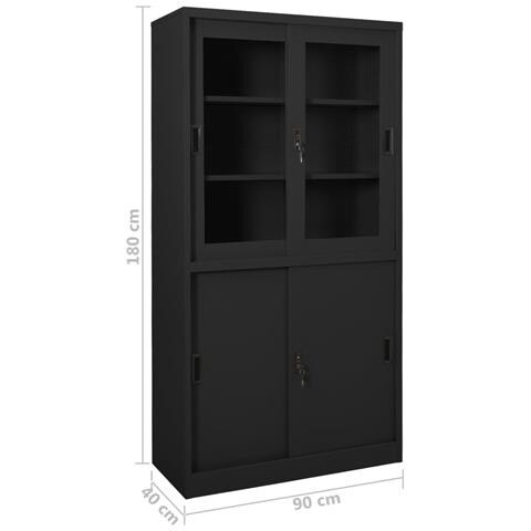 Armadio Ufficio Anta Scorrevole Antracite 90x40x180 Cm Acciaio - Foto 8