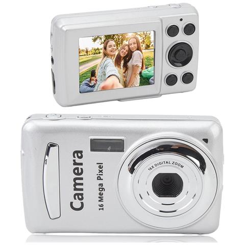 Fotocamera Digitale Compatta 1080p, 16 Mp Con Schermo Da 2,4 Pollici - 32 Gb Silver - Foto 1