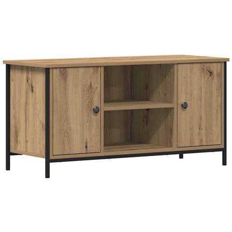 Mobile TV  in Rovere Artigianale 100x40x50 cm in Legno ingegnerizzato e Acciaio - Foto 1