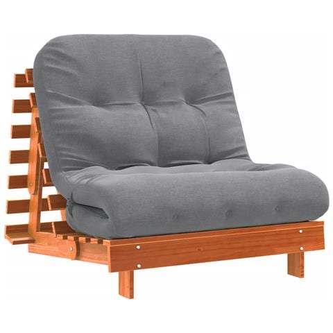 Divano Letto Futon con Materasso Marrone Cera 90x206x11cm Pino - Foto 1