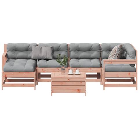 Set Divani Giardino 7 pz con Cuscini Legno Massello di Douglas - Foto 2
