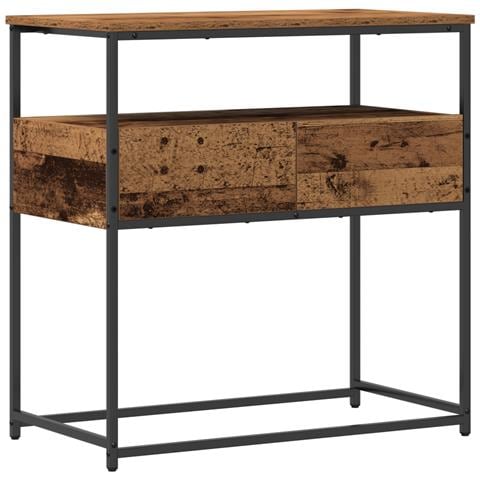 Tavolo Consolle Legno Vecchio 75x40x75 cm Legno Ingegnerizzato e Acciaio - Foto 1