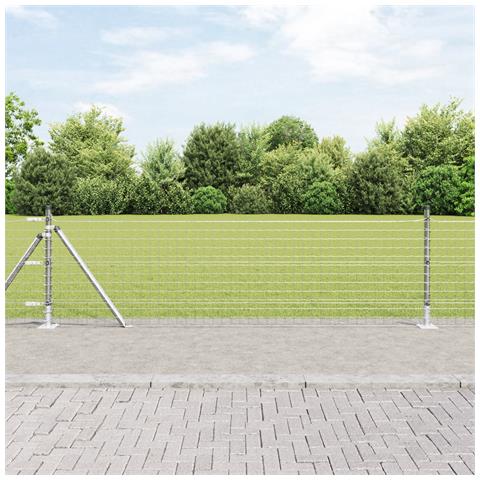 Poste per Recinzione con Piastrine di Base 26 pz Ø32mm 50cm Acciaio Zincato - Foto 2