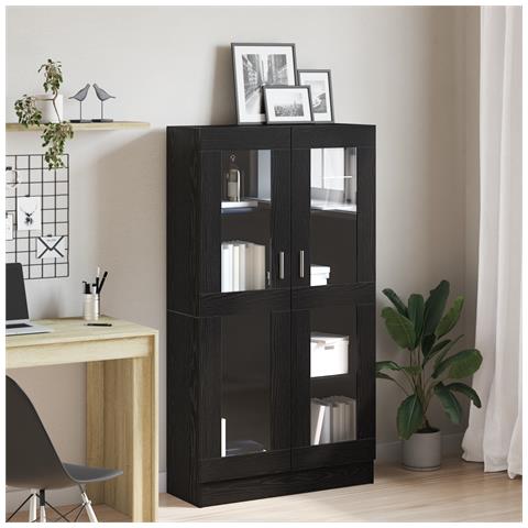 Libreria Nera in Finitura Rovere di  82,5x30,5x150 cm in Legno Ingegnerizzato - Foto 2