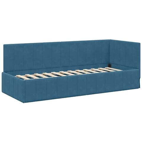 Cornice del letto ad angolo Blu 80 x 200 cm Velluto - Foto 1