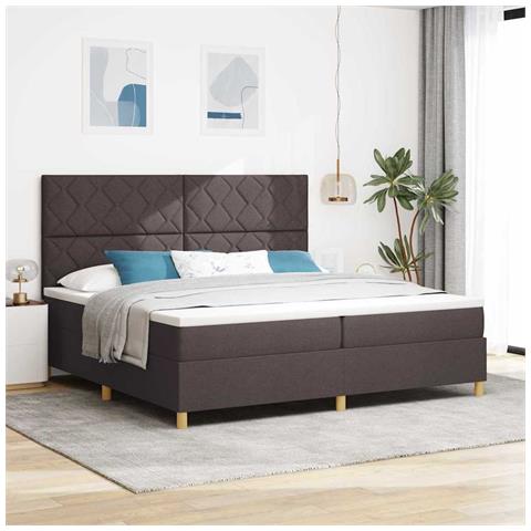 Letto a molle con materasso Marrone scuro 200 x 200 cm Tessuto - Foto 2