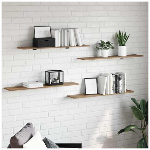 Scaffale 4 pcs Marrone 100 x 20 x 1.5 cm Legno multistrato - Foto 2