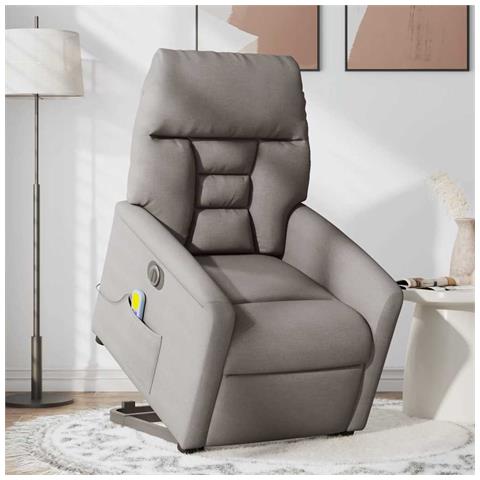 Poltrona Alzapersona Massaggiante Elettrica Tortora in Tessuto - Foto 2